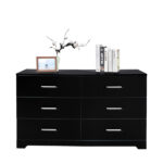 6 Drawer Double Dresser for Bedroom, Wide Storage Cabinet for Living Room Home Entryway, Black - Image 7