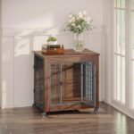 27.2" Dog Crate Furniture with Wheels for Small Dogs, Heavy Duty Dog Kennel Indoor with 2 Doors, Wooden Pet Cage End Table, Double-Doors Sturdy Metal Dog Cage for Anxiety Dog - Image 12