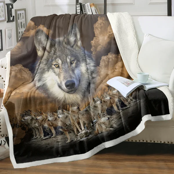 1pc Wolf Pack Throw Blanket, Wildlife Gray Wolf Print Flannel Blanket, Soft Cozy Warm Wolf Family Blanket for Couch Bed Sofa, Rustic Woodland Animal Decor Throw temu can only be self-picked up