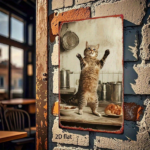 CIFbuy Vintage Cat Metal Wall Art Rustic Iron Sign" Apron Cat Pattern 2D, Playful Detailed Craftsmanship Home Decor 8x12 Inch Iron Sign AikTok, Iron Sign AikTok, t Self-pickup Logiopics - Image 4