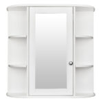 3-tier Single Door Mirror Indoor Bathroom Wall Mounted Cabinet Shelf White - Image 4