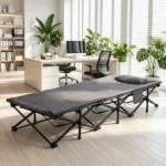 600 LBS Heavy Duty Foldable Camping Cot, 10s Quick Setup Outdoor Sleeping Cot with Cotton-Padded Headrest, Side Storage Pouch Anti-Slip Metal Frame Portable Elevated Sleep Bed with Carry Bag for Camping Travel Home Gray - Image 5