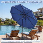 10 Ft Solar Powered Patio Umbrella with 24 LED Lights, Beige Outdoor Market Umbrella - Image 12