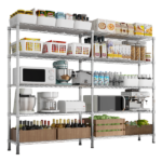 5-layer double row, freely adjustable layer spacing, with adjustable feet, display stand, iron, 147*35*180cm, chrome-plated - Image 4