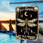 CIFbuy Vibrant Dragonfly & Moon 2D Flat Metal Sign, Hello" Hello Darkness My Old Friend Quote Rustic Night Sky Star Pattern Metal Wall Art, Sky Star Pattern Metal Wall Art, Wa Metal Sign, ikTok, Metal Sign, ikTok, t Self-pickup Logiopics - Image 8