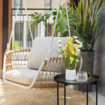2-Tier Patio Side Table, Outdoor Metal Round Small Coffee Table with Removable Tray, Weather Resistant End Table for Indoor Outdoor Garden Balcony Yard, Black - Image 3