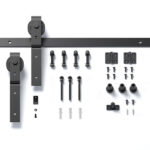40" Bi-Folding Sliding Barn Door Hardware Kit for 2 Doors,Smoothly&Quietly,Black Track J Shape Roller-[Doors not Included] - Image 9