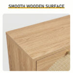 Rattan-fronted 3-tier shoe cabinet, particleboard, 54*24*135 cm, natural wood color - Image 9