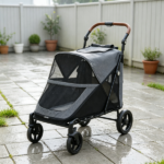 Gray Heavy Duty Dog Stroller – Up to 66 LBS, All-Terrain Suspension for Backyard & Park Use - Image 6