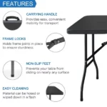 6 Foot Folding Table,Fold-in-Half Plastic Table,Indoor Outdoor Picnic Party Dining Camp Tables,Black (Shipment from Walmart) - Image 5
