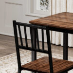 Dining Table Set, Bar Table with 2 Dining chairs, Kitchen Table Counter with Chairs, Industrial for Kitchen Breakfast Table, Living Room, Party Room, Walnut ,35.4″L x23.6″W x 29.7″H - Image 6