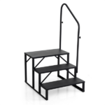 Heavy Duty 3-Step RV Step Stool with Adjustable Handrail 660LBS Capacity Metal Stairs - Image 3
