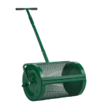 Compost Spreader with Adjustable Handle, 24" Wide, Lawn and Garden Peat Moss Roller with Side Latches, Powder Coated Steel Mesh Basket for Spreading Manure, Topsoil, Green - Image 3