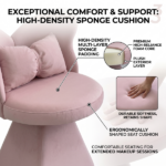 Vanity Chair with Butterfly Back,Swivel Accent Chair Dining Chairs,Makeup Stool for Bedroom Dressing Table,Suitable for Living Room,Dining Room,Study,Recreational Areas (PINK) - Image 11