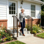 Handrails for Outdoor Steps, Iron Handrail Fits 1 Step, Transitional Handrail with Installation Kit, Copper - Image 12
