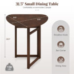 31.5" Small Folding Dining Table, Walnut Solid Wood Foldable Kitchen Table for 2 People - Image 5