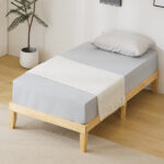 Simple & Sturdy Twin Bed Frame – Painted Pine Wood, Natural Finish