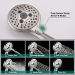 ‌6-Setting Handheld Shower Combo with Slide Bar & Pause Switch (Chrome) - Image 4