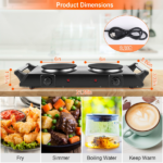 2000W Dual Burner Electric Hot Plate, 5 Temperature Settings (392℉-932℉), Portable Countertop Stove for All Flat Cookware, Fast & Even Heating, Easy to Clean, Ideal for Dorms, RVs, Apartments - Image 10