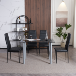4pcs Elegant Assembled Stripping Texture High Backrest Dining Chairs Black Replace encoding 13028198-18410366 - Image 81