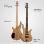 Do Not Sell on Amazon 44 Inch GIB 5 String H-H Pickup Laurel Wood Fingerboard Electric Bass Guitar with Bag and other Accessories Burlywood - Image 5