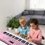 [Do Not Sell on Amazon]GEP-110 61 Key Keyboard with Piano Stand, Piano Bench, Built In Speakers, Headphone, Microphone, Music Rest, LED Screen, 3 Teaching Modes for Beginners - Image 6