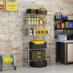 XM-304B Rectangle Carbon Steel Metal Assembly 5-Shelf Storage Rack Silver Gray - Image 38