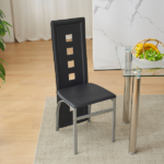 Same Code 02878244 5 Pieces Dining Table Set for 4, Kitchen Room Tempered Glass Dining Table, 4 Chairs, Black Table legs are silvery - Image 11