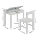 Flip Top Kids Table and Chair Set, Wood Activity Table Set with Storage Space for Arts Crafts, White - Image 4