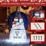 6 FT Lighted Christmas Inflatable Decoration, Large Inflatable Snow Globe with Snowman Family, Funny Blow Up Yard Decorations with Built-in LED Lights for Holiday Party Front Yard Lawn Garden Decor - Image 5
