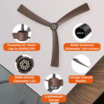 52 Inch Ceiling Fans with Lights Led Remote Control Low Profile Flush Mount for Living Room Bedroom Outdoor Patio,DC Motor,Reversible,Dimmable,Buzzer ON/Off, 3D-I3[Unable ship on weekends, TK/TEMU only for pickup, only TX10643 warehouse supports GOFO] - Image 8