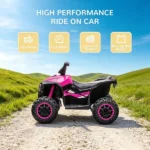 Pink 12V Electric Kids ATV – 4 Wheeler Ride On Toy with Dual Motors, 3.7 MPH Top Speed, Music & Headlights - Image 5