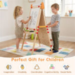 4-in-1 Kids Art Easel with Marble Run, Adjustable Height Double-Sided Drawing Easel with Paper Roll & Storage - Image 8