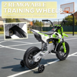 Green 12V Kids Electric Motorcycle – Twist Handle Throttle, Safety Training Wheels, Rear Suspension System, Music Playback - Image 4