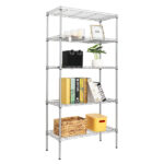 XM-304B Rectangle Carbon Steel Metal Assembly 5-Shelf Storage Rack Silver Gray - Image 28