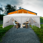 10'x20' Instant Pop Up Canopy Tent White, 6 Side Panels 2 Doors 4 Mesh Windows, 28/22mm Powder Coated Steel Frame, 10x20mm Crossbar, 210D Oxford Outdoor Folding Tent with Carry Bag, No Sandbags - Image 25