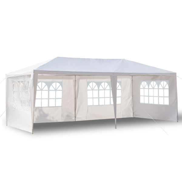 19382574_1 10'X20' Outdoor Party Tent with 4 Removable Sidewalls, Waterproof Canopy Patio Wedding Gazebo, White - Image 1