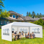 10'X20' Outdoor Party Tent with 4 Removable Sidewalls, Waterproof Canopy Patio Wedding Gazebo, White - Image 4