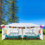 10'X20' Outdoor Party Tent with 4 Removable Sidewalls, Waterproof Canopy Patio Wedding Gazebo, White - Image 5