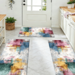 Three-piece kitchen rug set, non-slip and washable, abstract pattern kitchen hallway rug, soft and comfortable, suitable for sinks, floors, entrances, hallways and bathrooms. - Image 10