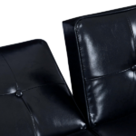 Modern PU Leather Futon Sofa with Tufted Backrest, Adjustable Reclining Couch with Wood & Metal Legs, Mid-Century Style Sofa for Living Room - Image 16