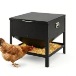 Heavy Duty Stainless Steel Chicken Feed Hopper with Lift Top Cover, Raised Legs Spill-Proof Poultry Feeding Box for Backyard Flock Low Refill Frequency - Image 3