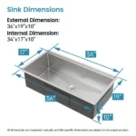 Stainless Steel Kitchen Sink, 36″x19″ Single Bowl, Undermount Handmade Sink in Brushed, with Cutting Board, Colander, Grid[Unable ship on weekends, TK/TEMU only for pickup, only TX10643 warehouse supports GOFO] - Image 7