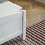 FCH Twin Pine Single-Layer Core Vertical Stripe Full-Board Curved Bed Head With The Same Bed Foot White Wooden Bed - Image 24