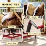 Dark Brown Interactive Kids Ride on Horse – Spring Rocking Horse with Sounds, Plush Soft Feel Animal Ride-on Toy - Image 6