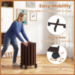 4-Piece Stackable Nesting Stools Set with Lockable Rolling Base, Solid Rubber Wood Dining Stools for Extra Seating-Walnut - Image 9