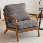 Low Arm Accent Chair - Light Gray Corduroy Upholstered Indoor Lounge Chair, Compact Single Seater with Sturdy Frame (330LBS Weight Capacity) - Image 26