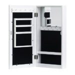 Simple PVC Wood Grain Coating Photo Storage Damp-proof Jewelry Mirror Cabinet White - Image 9