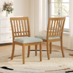 2-Piece Modern Scandinavian Dining Chairs, Curved Wood Backrest with Gray Fabric Seat, Finish for Dining Room and Apartment, Easy to Assembly -LIGHT BROWN - Image 14
