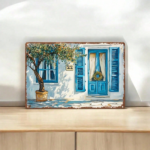CIFbuy Vintage Greek-Style Olive Tree Metal Wall Art" Iron Plaque With Blue Door & Potted Plant Scene, 11.81x7.87inch, & Potted Plant Scene, 11.81x7.87inch, Home Gara ArtikTok, ArtikTok, t Self-pickup Logiopics - Image 5